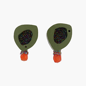 Bonbon Earrings in Green and Orange