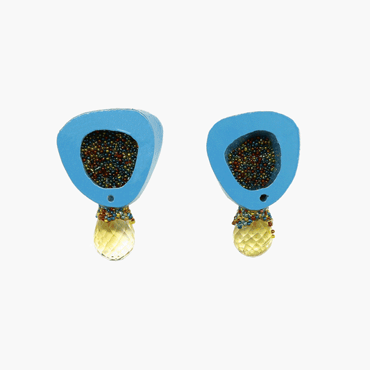 Bonbon Earrings in Bright Blue and Yellow