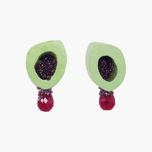 Bonbon Stud Earrings in Green and Ruby