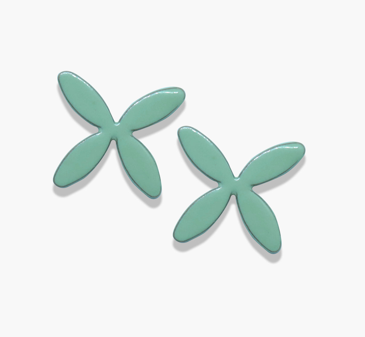 Spring-ready Petal Stud Earrings by Sorrel Van Allen. Adorably petite with a 4-petal open flower design. Crafted from powder-coated brass with sterling silver ear posts and backs. Extra lightweight at 0.5g each, ideal for smaller earlobes.