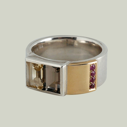 Quartz Ring in Sterling Silver and 18kt Yellow Gold