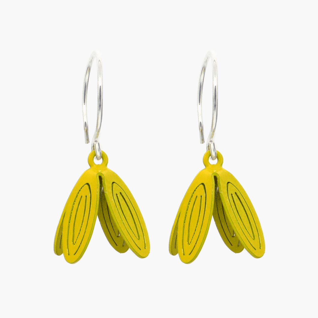 Spring-ready Petal Drop Earrings by Sorrel Van Allen: Classic petal shape in vibrant colors, dangling gracefully from rounded hooks for subtle movement. Lightweight construction ensures comfortable all-day wear. Ideal for gifting!