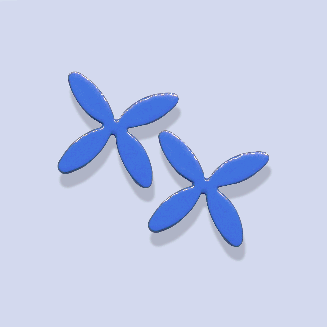 Spring-ready Petal Stud Earrings by Sorrel Van Allen. Adorably petite with a 4-petal open flower design. Crafted from powder-coated brass with sterling silver ear posts and backs. Extra lightweight at 0.5g each, ideal for smaller earlobes.