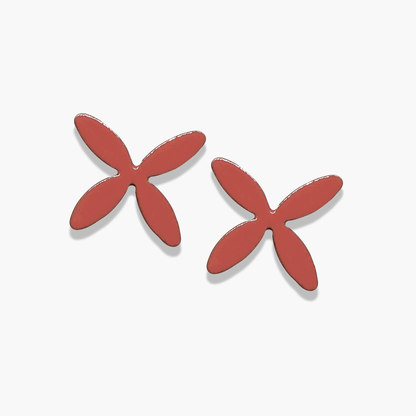 Petal Stud Earrings in Orangish-Red